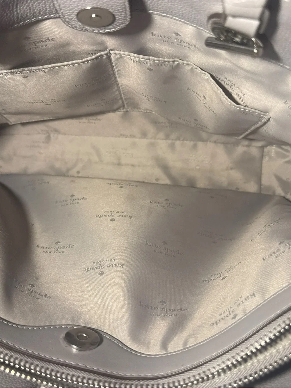 Kate Spade Gray Infinite Large Triple Compartment Leather Tote Two Way Strap